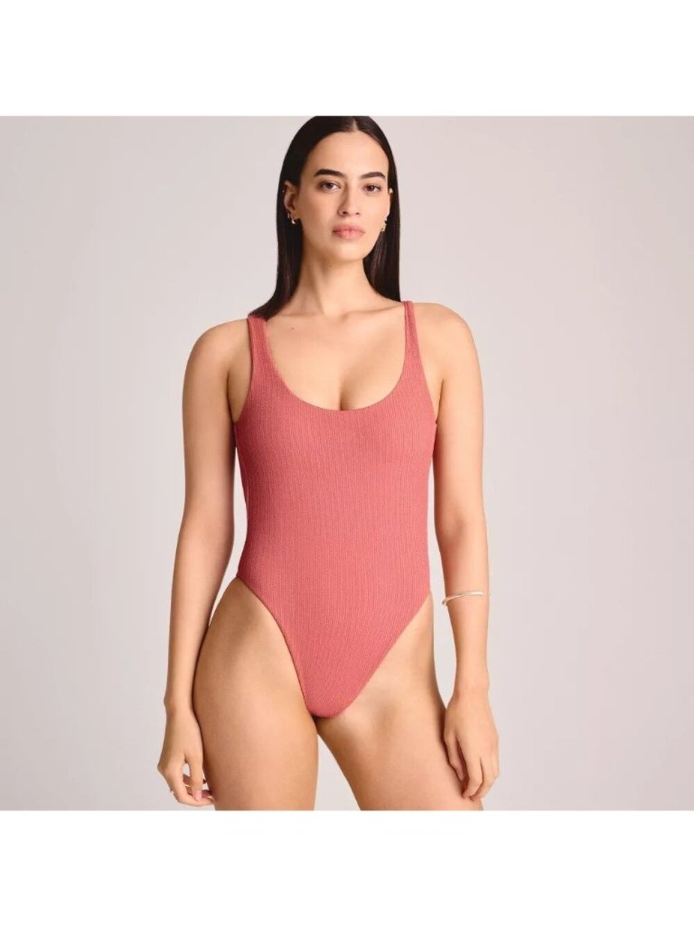 Vitamin A Terracotta Scoop Neck Ripple Texture 1 Pc Swimsuit